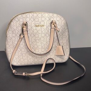Calvin Klein White and peach Crossbody Bag